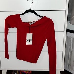 Asymmetrical red Zara long sleeve